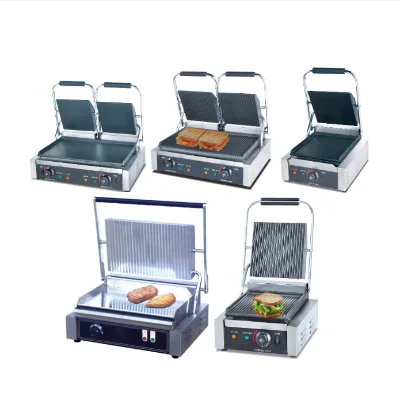 Electrical Hot Breakfast Panini Grill Presses Sandwich Makers Toaster Commercial Electric Grill Machine China Price Sanduicheira