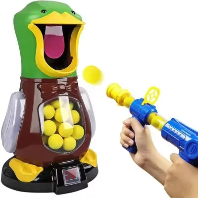 BY Small Plastic Ball Shooting Gun Toy Carton Duck Theme Safety Electronic Digital Plastic Target Shooting Game Toy