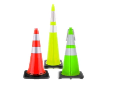 Wholesale High Visible Good Quality Emballage Traffic Safety Cones Black Base Reflective Stripes 5kg 35 Inch 90cm