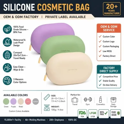 Custom Logo Waterproof Portable Silicone Toiletry Bag Travel Makeup Cosmetic Pouch Organizer OEM ODM