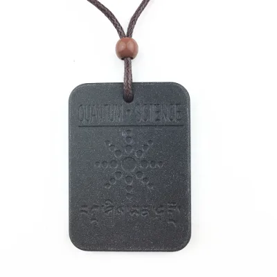 Factory Direct Square Buddha Carving Volcanic Stone Quantum Pendant Laval Energy Necklace with Box