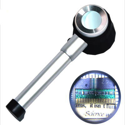 Handheld LED Optical Glass 27mm Lens Light Scale 30X Magnifying Glass