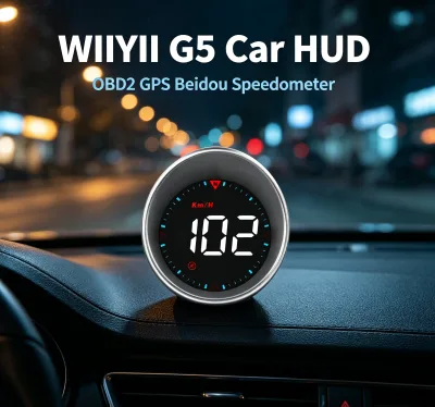 WIIYII G5 Portable Car HUD OBD2 GPS Beidou OLED Display Auto Speedometer Speed Alarm Water Temperature Gauge 1 Year Warranty