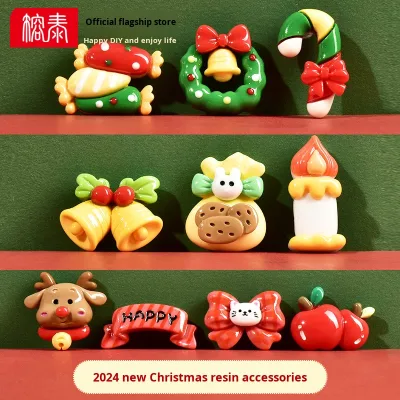 New Christmas Metal Accessories Bell Reindeer Head Apple Cream Glue DIY Hair Accessories & Ties Refrigerator Magnets Guangzhou