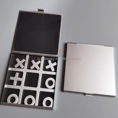 Aluminum Folding XO Chess Toy Tic Tac Toe Board Game XO Chess Table Toy for Kids