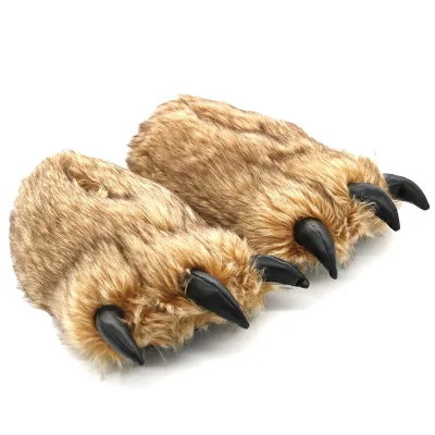 Winter Cartoon Animal Warm Bear Paw slippers Christmas Funny Party Wholesale Bear Claw Indoor Cotton slippers