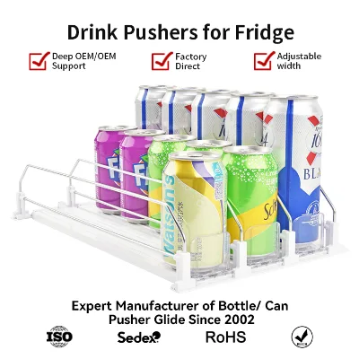 Spring Loaded Beverage Adjustable Width Drink Pusher Supermarket Metal Shelf Pusher System