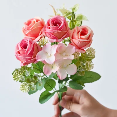 Artificial Roses Silk Flowers with Long Stem False Roses Bouquet DIY for Home Garden Wedding Decor