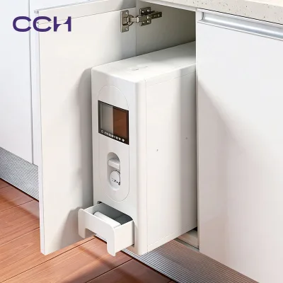 CCH Pull Out Rice Storage Cabinet Bin, Aluminum Drawer Rice Container with Dust Proof Design for Kitchen Cabinet