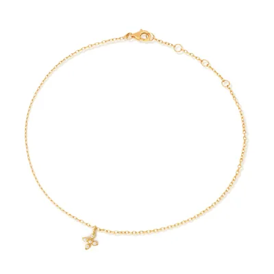 Fine Vermeil Gold Jewelry Anklet Silver Cross Anklets with Charms Ankle Bracelet