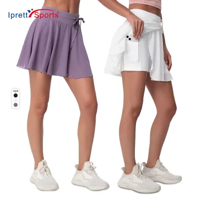 Hot Selling Ladies Golf Sports Wear Skirt Custom Logo Tennis Dress Skirt Shorts Two Layer Tennis Skirts for Women
