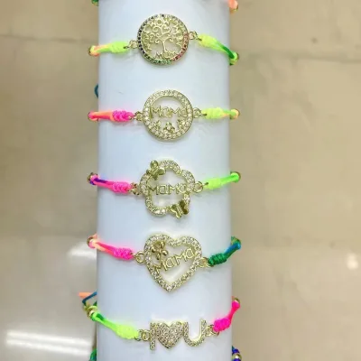 Mama Mom charms Adjustable Hand Rope Bracelet jewelry gift for Mother's Day