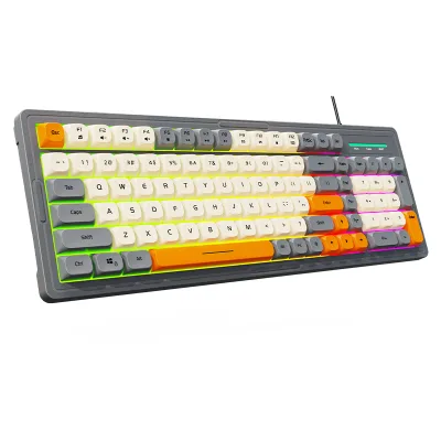 K-200 Sanpin Mechanical Keyboard USB Integrated Line ABS 98 Keys RGB Backlight FN+F1-F12 10M Lifespan 560g 1.5m PVC Cable