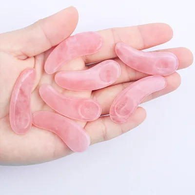 Delicate Pink Jade Cosmetic Spatula Small Spoon for Under Eye Cream and Sheet Mask Dosing
