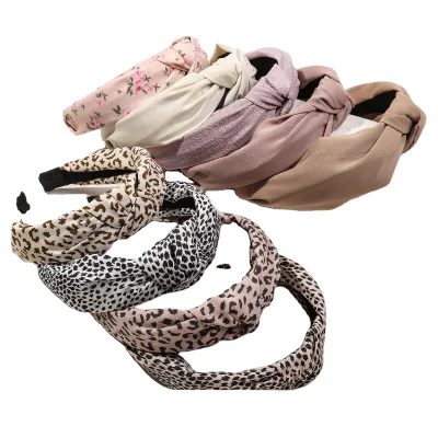 2025 Winter Chiffon Handmade Solid Color Knot Hairband High-End Wide-Edge Simple Headband Tall Crown Women's 16cm Hair Accessory