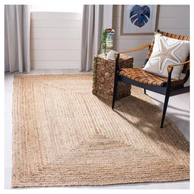 China Superior Hand Woven Natural Fiber Reversible Living Room Carpets Mats High Traffic Resistant Braided Jute Area Rugs