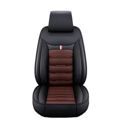 Black Universal Car Seat Cushion Cover Front Rear Cushions Full Set Sports Design Four Seasons Needlework OEM PU Leather