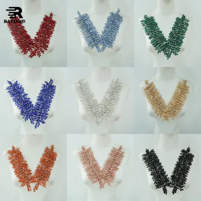 3D Glass Crystal Flower Embroidery Rhinestone Patches Heavy Beaded Flatback Nickel-Free Sew-On Appliques for Garment Accessories