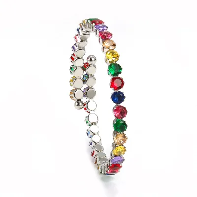 Women Colorful Cubic Zirconia Tennis Bracelet Colorful Zirconia Open Bracelet New Fashion Bracelet