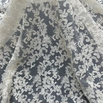 2024 Latest 3d Flower Embroidered Lace Fabric Mesh Cotton Lace Fabric for Design Your OWN Clothing