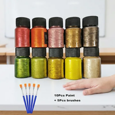 10 Pack 35g Metallic Acrylic Paint Artist Set, Smooth Consistency & Easy Mixing, Perfect for Professional Art Projects