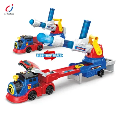 Chengji Toy Train Track Sizes Cannonball Train ABS Slot Toy Set Toy Ejection Soft Ejection Track Truck Light Sound Diecast Cars