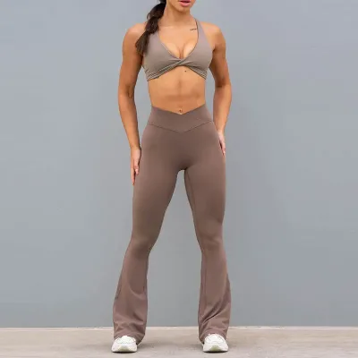 Four-way Stretch Breathable Quick Dry Yoga Leggings Flared Leggings Gym Fitness Sets High Quality Workout Flared Yoga Pants