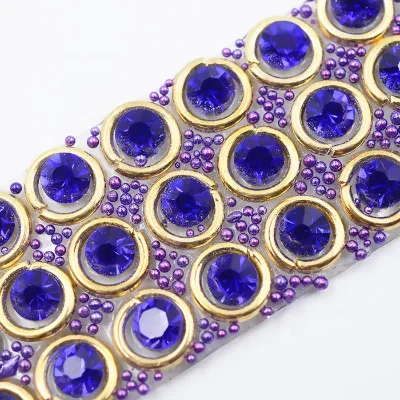Assorted Designs Fancy Hot Fix Rhinestone Trimming With Crystals for Dress