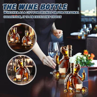 Unique 3D Turtle Glass Wine Bottle Decanter Handmade Barware Gift for Men