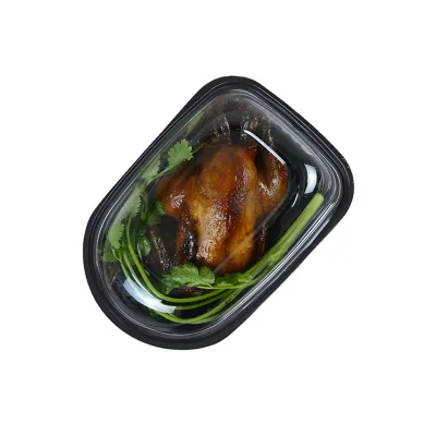Plastic Roast Chicken Packaging Box Small Size Oval Transparent Anti-fog Lid Ventilation Holes for Picnic Party