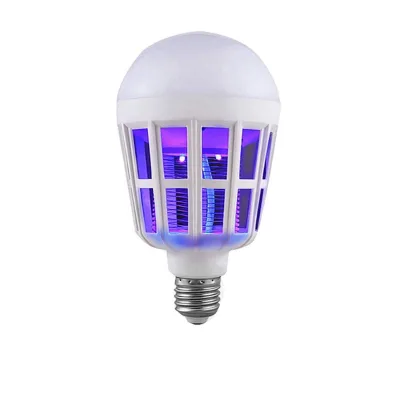 Rechargeable ABS Bug Zapper Light Bulb UV LED Mosquito Killer Lamp for Indoor/Outdoor Use (White)