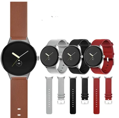 Clasp Soft Wristband Stainless Steel Original Vintage Crafted Women Men Genuine Leather Strap Band for Google Pixel Watch Band