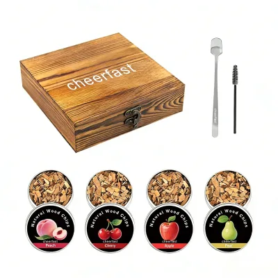 Custom Whiskey Smoker Kit 4 Natural Wood Chips Flavors Cocktail Smoker Kit Ideal Gift for Men, Dad, Whiskey Cocktail Lover, Bar