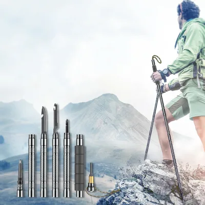 Mountaineering Pole Folding Multi-functional Outdoor Hiking Self-defense Stick Mountain Camping Supplies Trekking Pole
