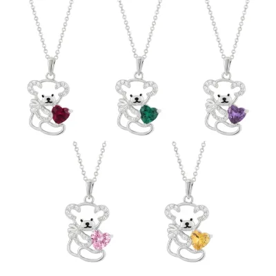 QX Fine Jewelry 925 Sterling Silver 18K Gold Plated Custom Fashion Bear Pendant Link-Style Chain Necklace Gift for Ladies Women