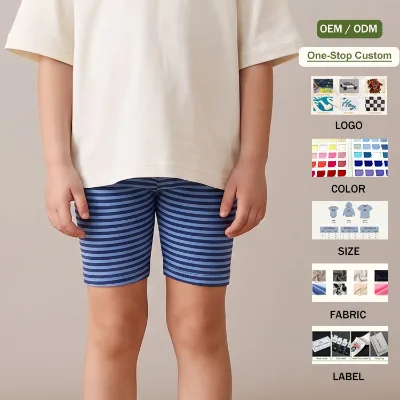 Custom Toddler Girls Bike Shorts Cartwheel Under Dress Dance High Waisted Color Block Striped Legging Kids Activewear Clothes