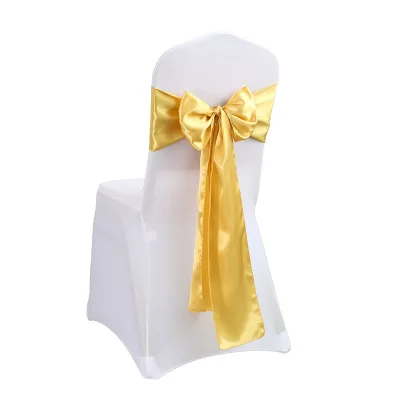 Hotel Wedding Supplies Satin Chair Ribbon Decoration Purple Chair Back Flower Chair Cover Bow