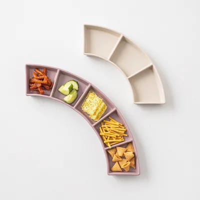 Nordic Modern Serving Tray Bowls Dish Nuts Dried Fruit Divider Ceramic Snack Fruit Tray Set