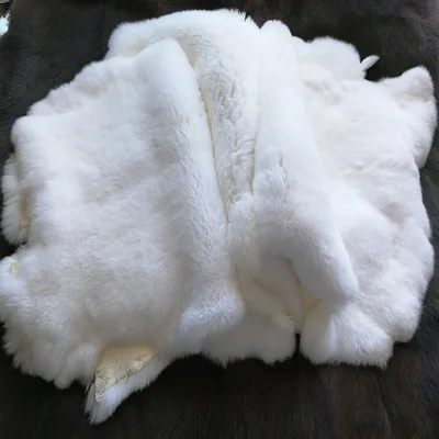 Source Factory Direct Sale White Winter Rex Rabbit Fur Knee Waist Protector Handmade Accessories Whole Tanned Rex Rabbit Hide