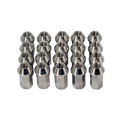 M14*1.5/1.25 CNC Machined Custom Titanium Anodized Color Wheel Lug Nuts Gr5 Broaching