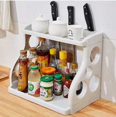Multifunctional Kitchen Organizer Rack for Seasonings Chopsticks and Knives with Adjustable Shelves