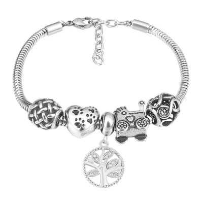 New Arrival Stainless Steel Car Tree Love Heart Charm Bracelets