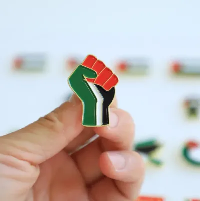 Customized Brooch 316L Stainless Steel Palestine Flag Enamel Cufflinks 18K Gold Plated Protest Brooch Peace Dove Waterproof