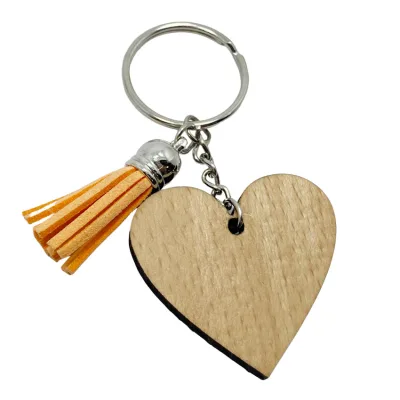 Wholesale Custom logo Printed Promotional Heart Shaped Souvenir Olive Wood Keychain