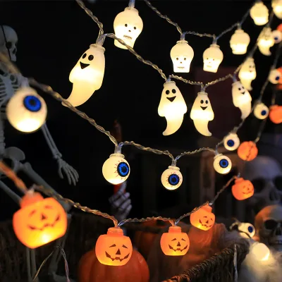 New arrival pumpkin Ghost holiday party decorative lights LED Halloween ghost festival pumpkin colored lights string