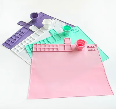 Easy Clean Silicone Painting Craft Mat Oil Painting Pad Soft Durable Drawing Mat Educational Art Mats with Cup for Kids
