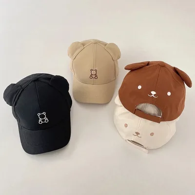 Children Summer Snapback Hat Baby Girls and Boys Cartoon Cute Bear Embroidery Baseball Cap Cotton Sun Hats for Kids