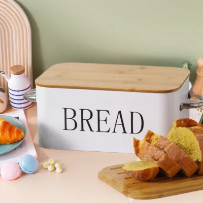 Food Grade Bakery Bread Box With Cutting Board and Lid Convenient Storage With Handles