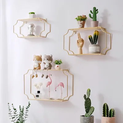 Nordic Wall Shelf Decoration Metal Wall Storage Rack Kitchen Living Room Figurines Crafts Display Racks Home Decor Storage Rack