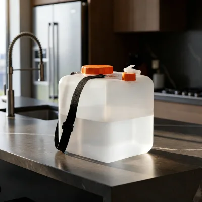 16L/16.91QT/4.227GAL Collapsible Food-Grade LDPE Water Container for Home Use, Shoulder Strap & Faucet, LFGB Leak-Proof
